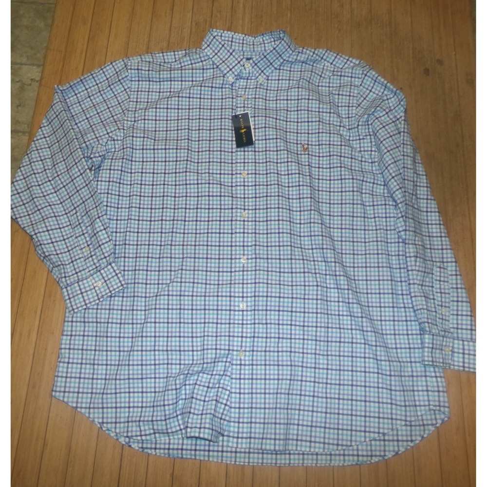 Polo Ralph Lauren Mens Blue Plaid Button Down Shirt 3XLT Tall NWT